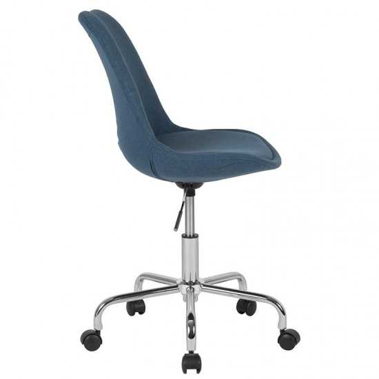 Aurora Series Mid-Back Blue Fabric Task Office Chair with Pneumatic Lift and Chrome Base