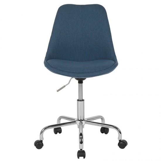 Aurora Series Mid-Back Blue Fabric Task Office Chair with Pneumatic Lift and Chrome Base