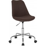 Aurora Series Mid-Back Brown Fabric Task Office Chair with Pneumatic Lift and Chrome Base