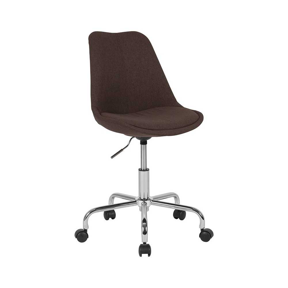 Aurora Series Mid-Back Brown Fabric Task Office Chair with Pneumatic Lift and Chrome Base Aurora Series Mid-Back Brown Fabric Task Office Chair with Pneumatic Lift and Chrome Base