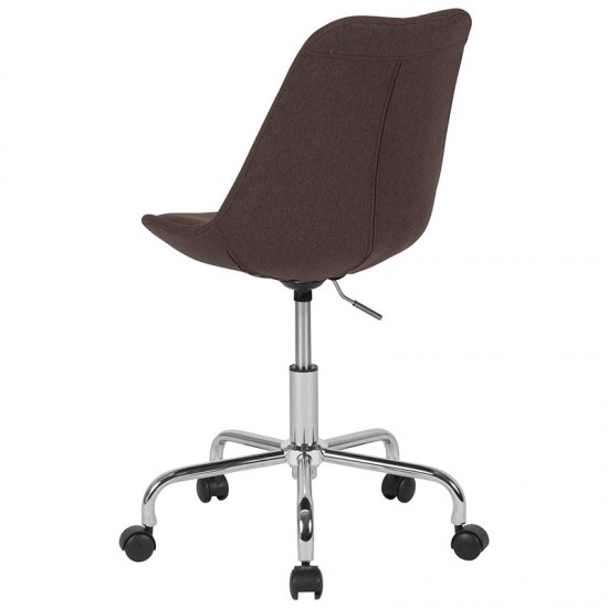 Aurora Series Mid-Back Brown Fabric Task Office Chair with Pneumatic Lift and Chrome Base