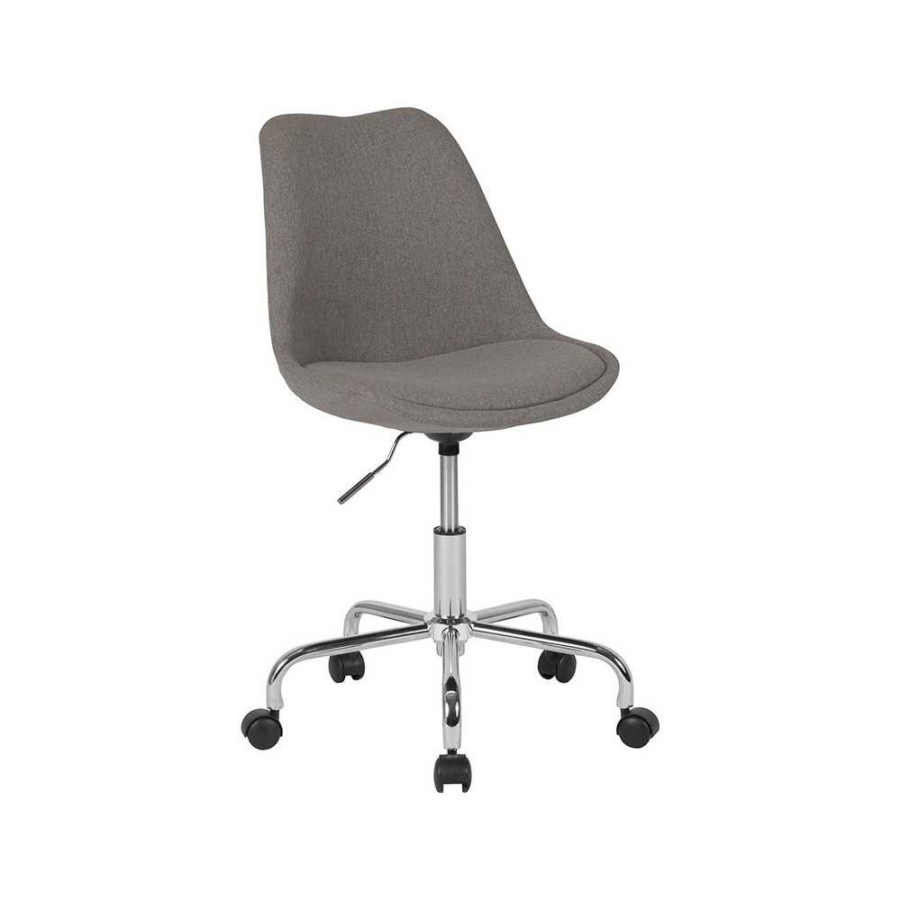 Aurora Series Mid-Back Light Gray Fabric Task Office Chair with Pneumatic Lift and Chrome Base