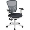 Mid-Back Dark Gray Mesh Multifunction Executive Swivel Ergonomic Office Chair with Adjustable Arms and White Frame