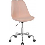 Aurora Series Mid-Back Pink Fabric Task Office Chair with Pneumatic Lift and Chrome Base