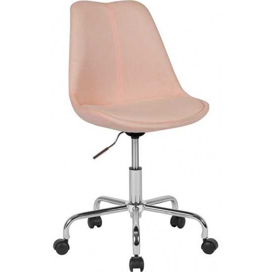 Aurora Series Mid-Back Pink Fabric Task Office Chair with Pneumatic Lift and Chrome Base