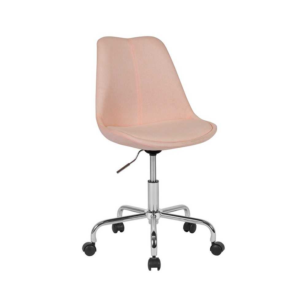 Aurora Series Mid-Back Pink Fabric Task Office Chair with Pneumatic Lift and Chrome Base