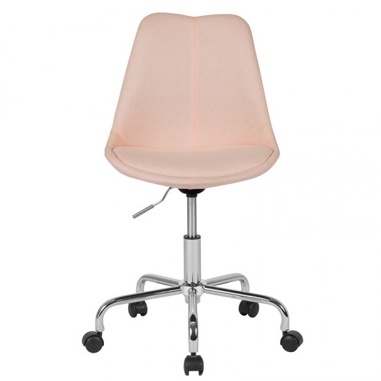 Aurora Series Mid-Back Pink Fabric Task Office Chair with Pneumatic Lift and Chrome Base