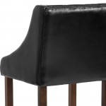 Carmel Series 30" High Transitional Tufted Walnut Barstool with Accent Nail Trim in Black LeatherSoft