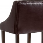 Carmel Series 30" High Transitional Tufted Walnut Barstool with Accent Nail Trim in Brown LeatherSoft