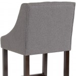 Carmel Series 30" High Transitional Tufted Walnut Barstool with Accent Nail Trim in Dark Gray Fabric