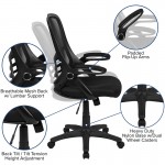 High Back Black Mesh Ergonomic Swivel Office Chair with Black Frame and Flip-up Arms