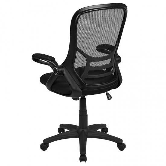 High Back Black Mesh Ergonomic Swivel Office Chair with Black Frame and Flip-up Arms