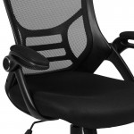 High Back Black Mesh Ergonomic Swivel Office Chair with Black Frame and Flip-up Arms