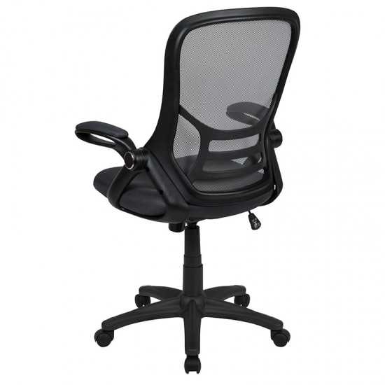 High Back Dark Gray Mesh Ergonomic Swivel Office Chair with Black Frame and Flip-up Arms