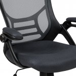 High Back Dark Gray Mesh Ergonomic Swivel Office Chair with Black Frame and Flip-up Arms