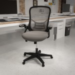 High Back Light Gray Mesh Ergonomic Swivel Office Chair with Black Frame and Flip-up Arms