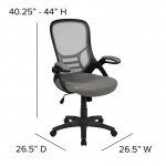 High Back Light Gray Mesh Ergonomic Swivel Office Chair with Black Frame and Flip-up Arms
