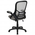 High Back Light Gray Mesh Ergonomic Swivel Office Chair with Black Frame and Flip-up Arms