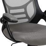 High Back Light Gray Mesh Ergonomic Swivel Office Chair with Black Frame and Flip-up Arms