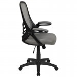 High Back Light Gray Mesh Ergonomic Swivel Office Chair with Black Frame and Flip-up Arms