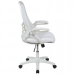 High Back White Mesh Ergonomic Swivel Office Chair with White Frame and Flip-up Arms
