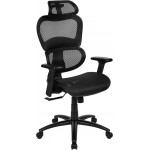 Ergonomic Mesh Office Chair with 2-to-1 Synchro-Tilt, Adjustable Headrest, Lumbar Support, and Adjustable Pivot Arms in Black