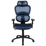 Ergonomic Mesh Office Chair with 2-to-1 Synchro-Tilt, Adjustable Headrest, Lumbar Support, and Adjustable Pivot Arms in Blue
