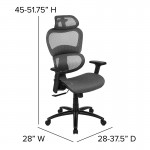 Ergonomic Mesh Office Chair with 2-to-1 Synchro-Tilt, Adjustable Headrest, Lumbar Support, and Adjustable Pivot Arms in Gray