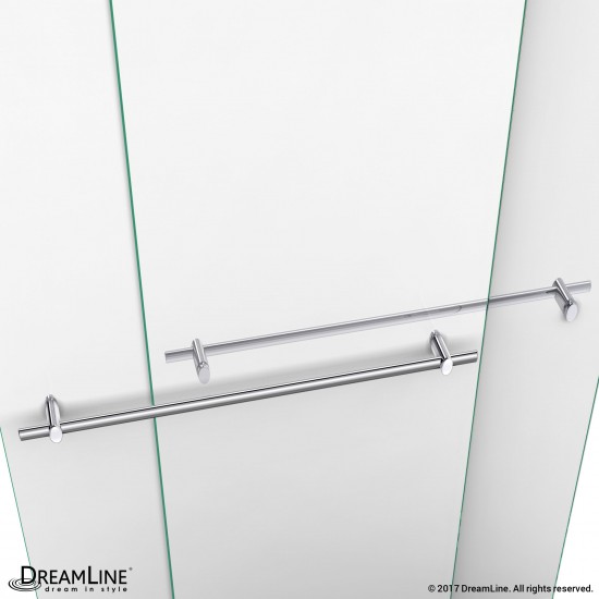 Duet 32 in. D x 60 in. W x 74 3/4 in. H Semi-Frameless Bypass Shower Door in Chrome and Center Drain Black Base