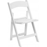 1000 lb. Capacity White Resin Folding Chair with White Vinyl Padded Seat