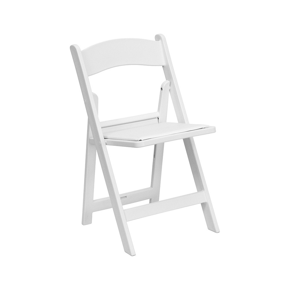 1000 lb. Capacity White Resin Folding Chair with White Vinyl Padded Seat
