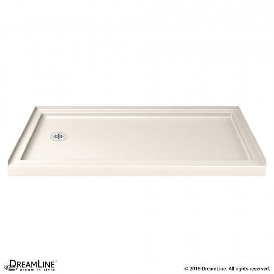 Duet 34 in. D x 60 in. W x 74 3/4 in. H Semi-Frameless Bypass Shower Door in Brushed Nickel and Left Drain Biscuit Base