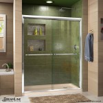 Duet 34 in. D x 60 in. W x 74 3/4 in. H Semi-Frameless Bypass Shower Door in Chrome and Right Drain Biscuit Base