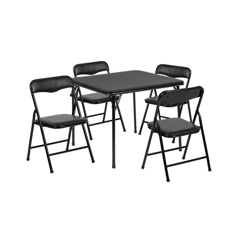 Kids Black 5 Piece Folding Table and Chair Set