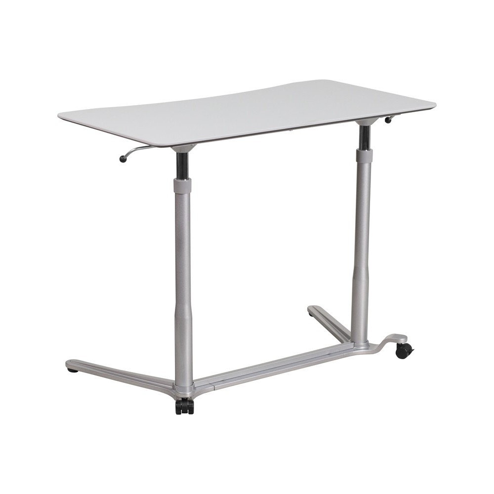 Sit-Down, Stand-Up Light Gray Computer Ergonomic Desk with 37.375''W Top (Adjustable Range 29'' - 40.75'')