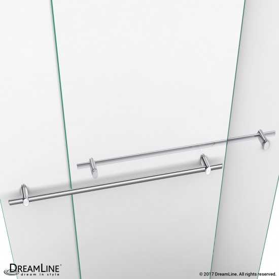 Duet 36 in. D x 48 in. W x 74 3/4 in. H Semi-Frameless Bypass Shower Door in Chrome and Center Drain Black Base