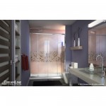 Visions 30 in. D x 60 in. W x 74 3/4 in. H Sliding Shower Door in Chrome with Left Drain White Shower Base