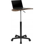 Rustic Walnut Sit to Stand Mobile Laptop Computer Desk