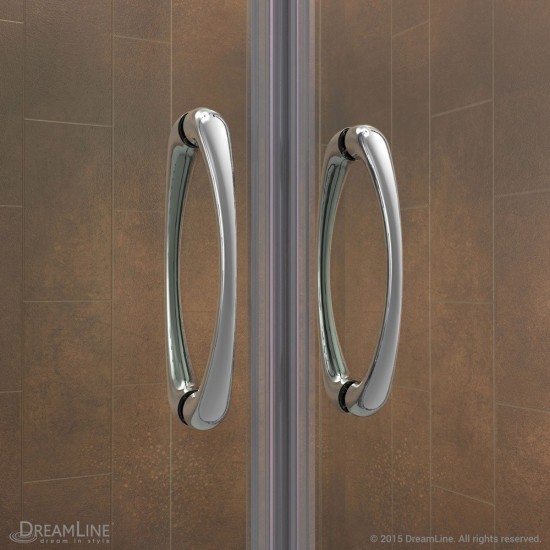 Visions 30 in. D x 60 in. W x 74 3/4 in. H Sliding Shower Door in Chrome with Center Drain Biscuit Shower Base