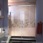 Visions 30 in. D x 60 in. W x 74 3/4 in. H Sliding Shower Door in Chrome with Center Drain Black Shower Base