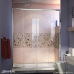 Visions 32 in. D x 60 in. W x 74 3/4 in. H Sliding Shower Door in Chrome with Left Drain Biscuit Shower Base