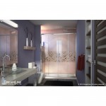 Visions 32 in. D x 60 in. W x 74 3/4 in. H Sliding Shower Door in Chrome with Right Drain Biscuit Shower Base