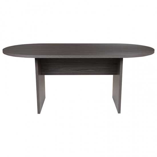 6 Foot (72 inch) Oval Conference Table in Rustic Gray