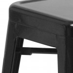 Commercial Grade 30" High Backless Black Metal Indoor-Outdoor Barstool with Square Seat