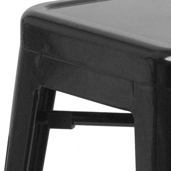 Commercial Grade 30" High Backless Black Metal Indoor-Outdoor Barstool with Square Seat