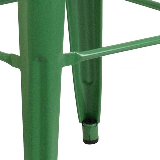 Commercial Grade 30" High Backless Green Metal Indoor-Outdoor Barstool with Square Seat