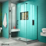 Unidoor Plus 46 in. W x 34 3/8 in. D x 72 in. H Frameless Hinged Shower Enclosure in Satin Black