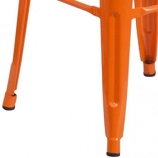 Commercial Grade 30" High Backless Orange Metal Indoor-Outdoor Barstool with Square Seat