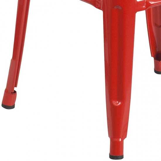 Commercial Grade 30" High Backless Red Metal Indoor-Outdoor Barstool with Square Seat