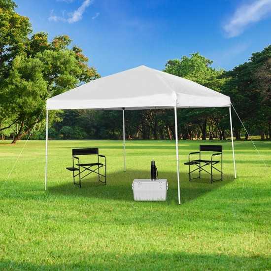 10'x10' White Outdoor Pop Up Event Slanted Leg Canopy Tent with Carry Bag